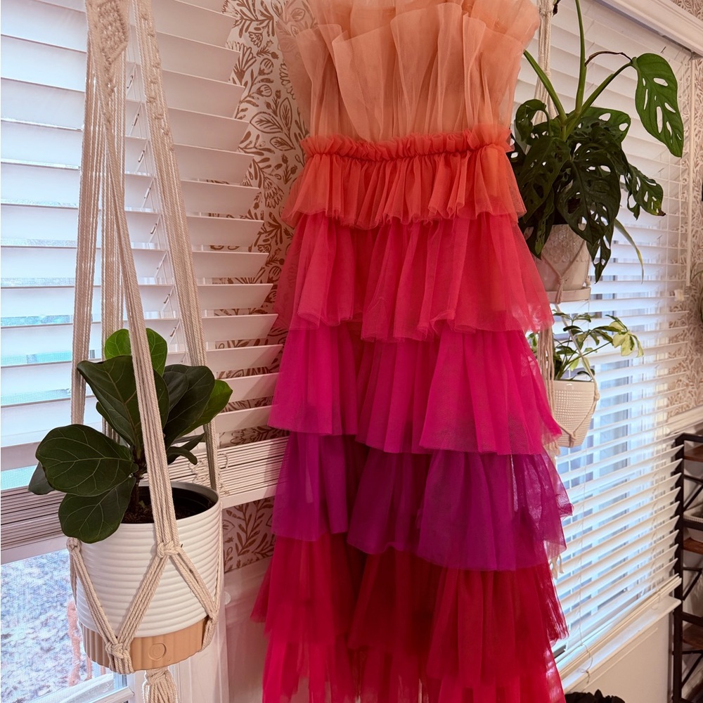 Storia Peach Tulle Dress